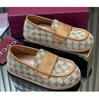 Hot Style Gucci GG Canvas Flat Loafers Beige 2025 GG082804 0828044