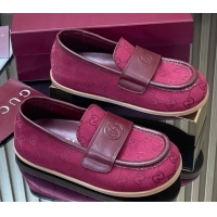 Popular Style Gucci GG Canvas Flat Loafers Red 2025 GG082804