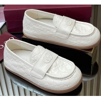 Perfect Gucci GG Leather Flat Loafers White 2025 GG082804