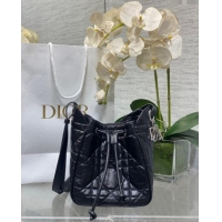 Luxury Cheap Dior Small D-Motion Bag in Macrocannage Crinkled Calfskin 2851 Black 2025