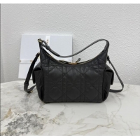 Good Quality Dior Medium D-Dream Bag in Macrocannage Lambskin M6323 Black 2025
