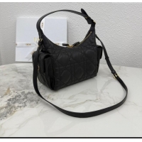 Good Quality Dior Medium D-Dream Bag in Macrocannage Lambskin M6323 Black 2025