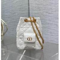 Famous Brand Dior Mini Caro Multicarry Backpack Bag in Macrocannage Lambskin M3375 White 2025