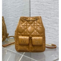 Best Quality Dior Medium Caro Multicarry Backpack Bag in Macrocannage Lambskin Gold-Tone M3375 2025