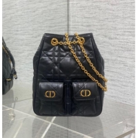 Grade Quality Dior Medium Caro Multicarry Backpack Bag in Macrocannage Lambskin M3375 Black 2025