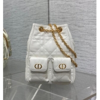 Cheap Design Dior Medium Caro Multicarry Backpack Bag in Macrocannage Lambskin M3375 White 2025