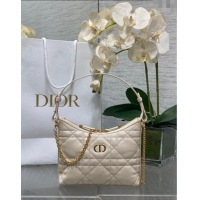 Buy Fashionable Dior Miss Caro Diorling Mini Bag with Chain in Macrocannage Lambskin M6285 White 2025
