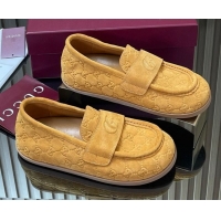 Modern Gucci GG Suede Flat Loafers Yellow 2025 GG082804