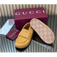 Modern Gucci GG Suede Flat Loafers Yellow 2025 GG082804