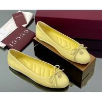 Classic Hot Gucci Leather Ballet Flats with Double G Yellow 835805