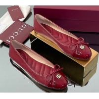 Perfect Gucci Leather Ballet Flats with Double G Ancora Red 835805