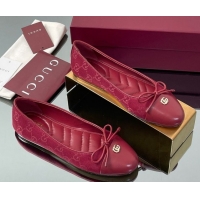 Unique Style Gucci GG Canvas Ballet Flats with Double G Ancora Red 835805