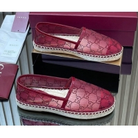 Low Price Gucci GG Strass Mesh Espadrilles Flat Ancora Red 2025 GG082805