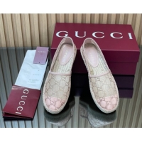 Top Grade Gucci GG Strass Mesh Espadrilles Flat Light Pink 2025 GG082805