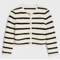 ​Best Price Celine Mariniere Cardigan Jacket In Wool C8943 Black/Ecru 2025