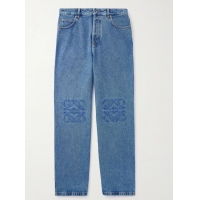 Famous Brand Lowe Anagram Wide-Leg-Logo-Embroidered Jeans L1269 Blue 2025