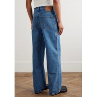 Famous Brand Lowe Anagram Wide-Leg-Logo-Embroidered Jeans L1269 Blue 2025