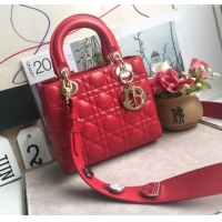 Good Taste Dior Small Lady Dior My ABCDior Bag in Cannage Lambskin M0532 Red/Gold 2025