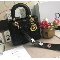 Famous Brand Dior Small Lady Dior My ABCDior Bag in Cannage Lambskin M0532 Black/Gold 2025