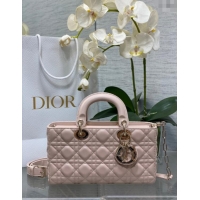 Famous Brand Dior Lady D-Joy Medium Bag in Cannage Lambskin M9250 Powder Pink 2025