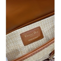 Grade Discount Dior Lady D-Joy Medium Bag in Cannage Straw-Like M9250 Khaki/Brown 2025