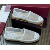 Popular Style Gucci GG Strass Mesh Espadrilles Flat White 2025 GG082805