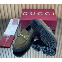 Sumptuous Gucci Suede Loafers 4.5cm with Horsebit Green 2025 GG123101
