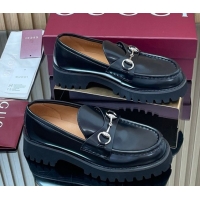 Perfect Gucci Leather Loafers 4.5cm with Horsebit Black 2025 GG123101