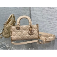 Luxurious Dior Lady D-Joy Small Bag in Cannage Lambskin M9250 Rose Beige 2025