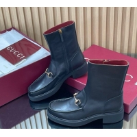Grade Quality Gucci Calf Leather Heel Ankle Boots 4.5cm with Horsebit Black 2025 798724