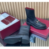 Grade Quality Gucci Calf Leather Heel Ankle Boots 4.5cm with Horsebit Black 2025 798724
