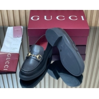 Comfortable Gucci Calf Leather Loafers 4.5cm with Horsebit Black 2025 840725