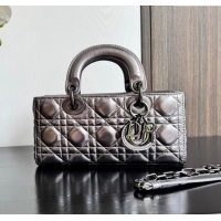 Best Grade Dior Lady D-Joy Small Bag in Cannage Metallic Leather M9250 Grey 2025