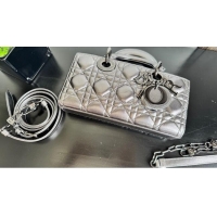 Best Grade Dior Lady D-Joy Small Bag in Cannage Metallic Leather M9250 Grey 2025