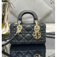 Top Design Dior Lady D-Joy Micro Bag in Cannage Lambskin M9250 Black/Gold 2025