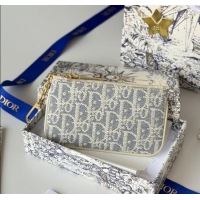 Buy Discount Dior DiorTravel Myrte Zipped Key Case in Blue Oblique Chambray-Effect Embroidery S2177UTZQ 2025