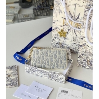 Buy Discount Dior DiorTravel Myrte Zipped Key Case in Blue Oblique Chambray-Effect Embroidery S2177UTZQ 2025
