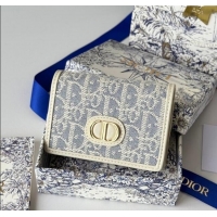 Promotional Dior 30 Montaigne Glycine Card Holder in Blue Oblique Chambray-Effect Embroidery S2300UWHC 2025