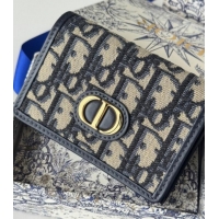 Best Price Dior 30 Montaigne Glycine Card Holder in Blue Dior Oblique Jacquard S2300UWHC 2025