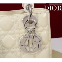 Best Price Dior Small Lady My ABCDior Bag in Cannage Patent Leather M0538 Light Yellow 2025