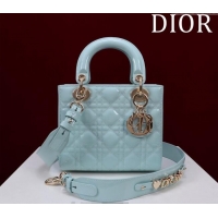 Top Quality Dior Small Lady My ABCDior Bag in Cannage Patent Leather M0538 Pale Green 2025