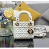 Famous Brand Dior Micro Lady Dior Bag in White Cannage Lambskin with Star Motif D6098 2025