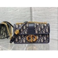 Grade Quality Dior 30 Montaigne East-West Bag with Chain in Blue Dior Oblique Jacquard M9073 2025