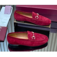 Good Product Gucci Jordaan GG Upper Suede Flat Loafers with Horsebit Red 2025 840725