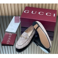 Buy New Cheap Gucci Jordaan GG Allover Suede Flat Loafers with Horsebit Grey2 2025 840725