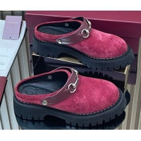 Best Grade Gucci Suede Mule 5cm with Horsebit 835829 Red