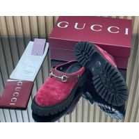 Best Grade Gucci Suede Mule 5cm with Horsebit 835829 Red