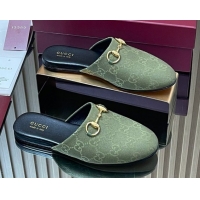 Sumptuous Gucci GG Canvas Flat Mules with Horsebit Green 2025 849565