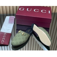 Sumptuous Gucci GG Canvas Flat Mules with Horsebit Green 2025 849565