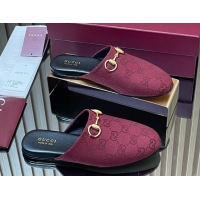 Shop Cheap Gucci GG Canvas Flat Mules with Horsebit Ancora Red 2025 849565